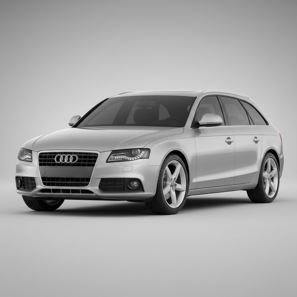 Silver Audi car on a white background