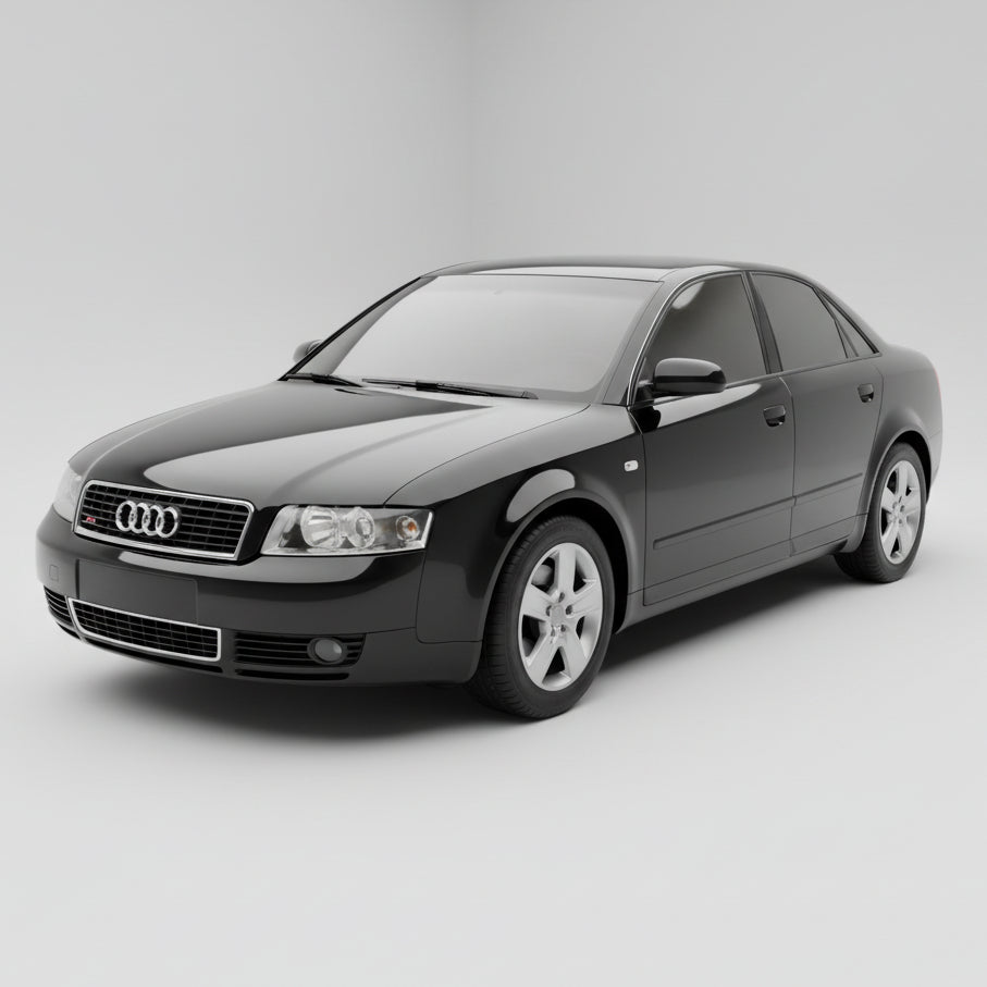 Black Audi car on a gray background