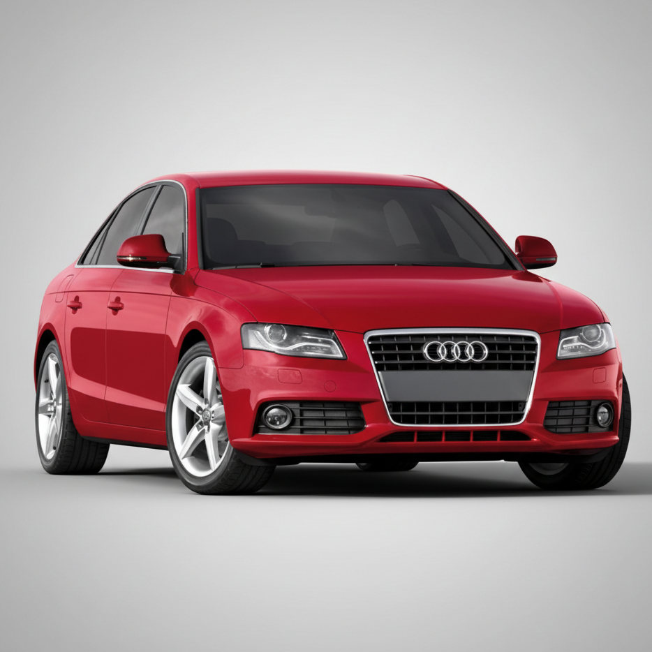 Red Audi car on a white background