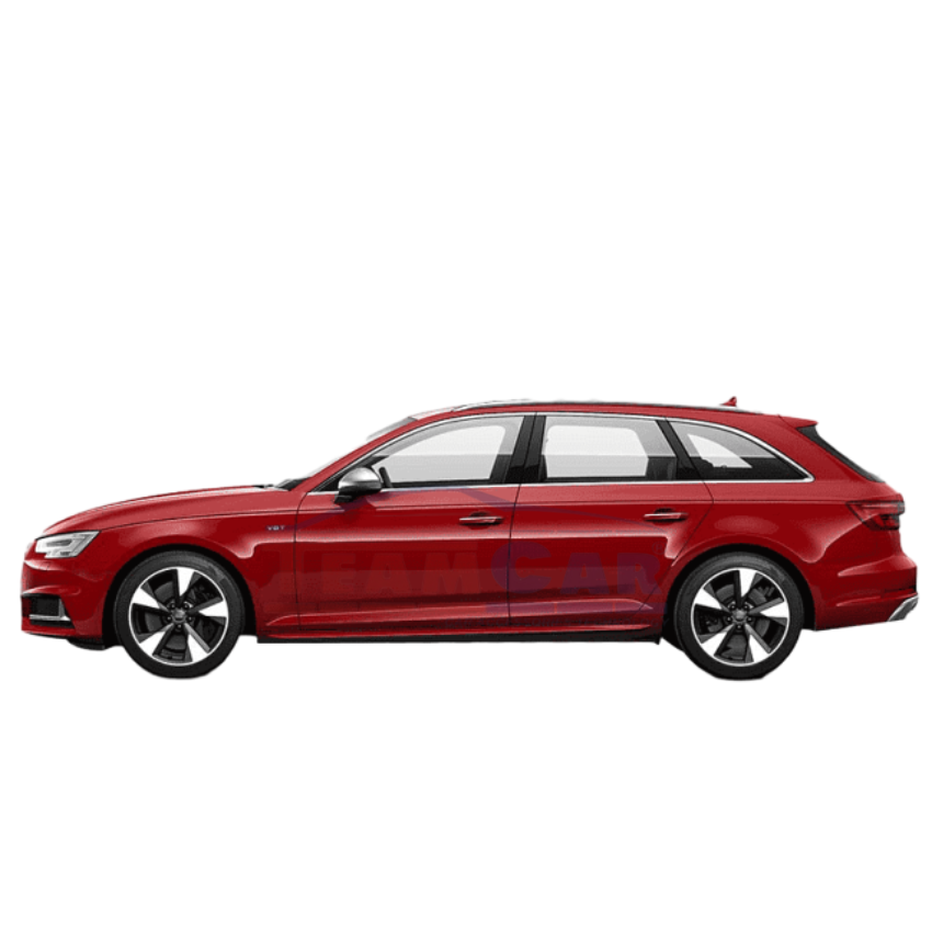 Red Audi A4 B9 Avant (2016–prezent) on a white background