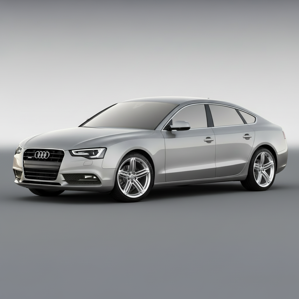 Silver Audi car on a gray background