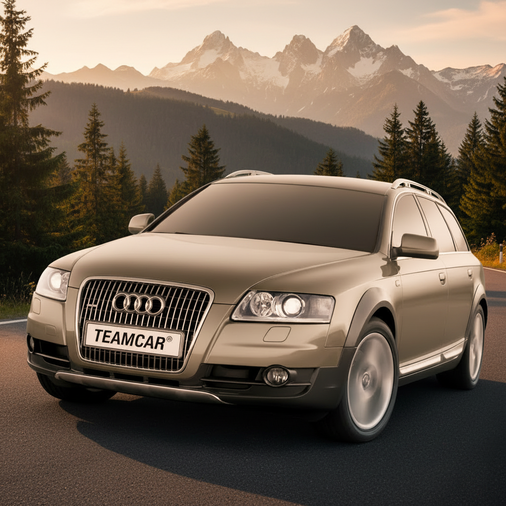 Audi A6 C6 Allroad on a mountain road