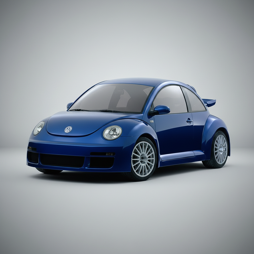 Blue Volkswagen car on a white background