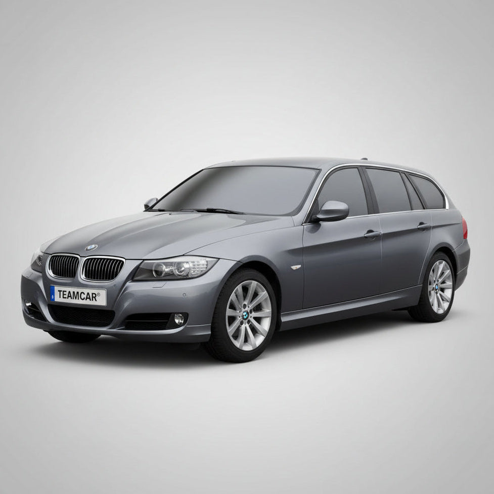 Gray BMW car on a light gray background