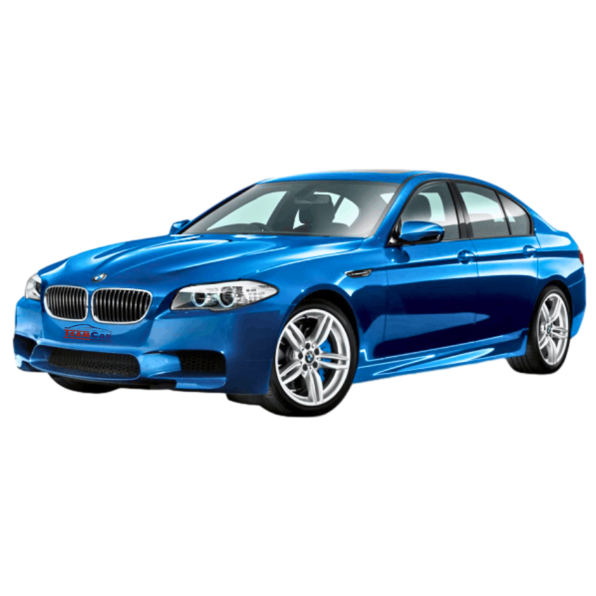 Blue BMW Seria 5 F10 (2010–2017) car on a white background