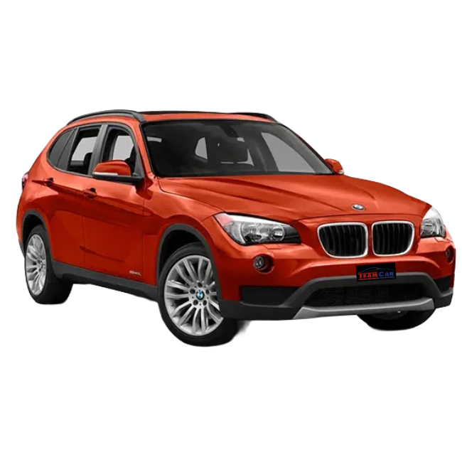 Orange BMW X1 E84 (2009–2015) SUV on a white background
