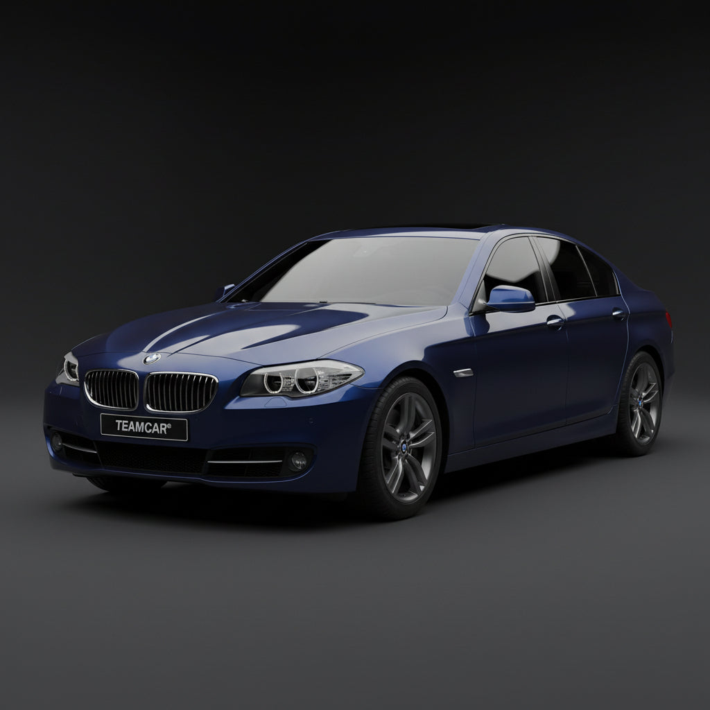 Blue BMW car on a dark gray background