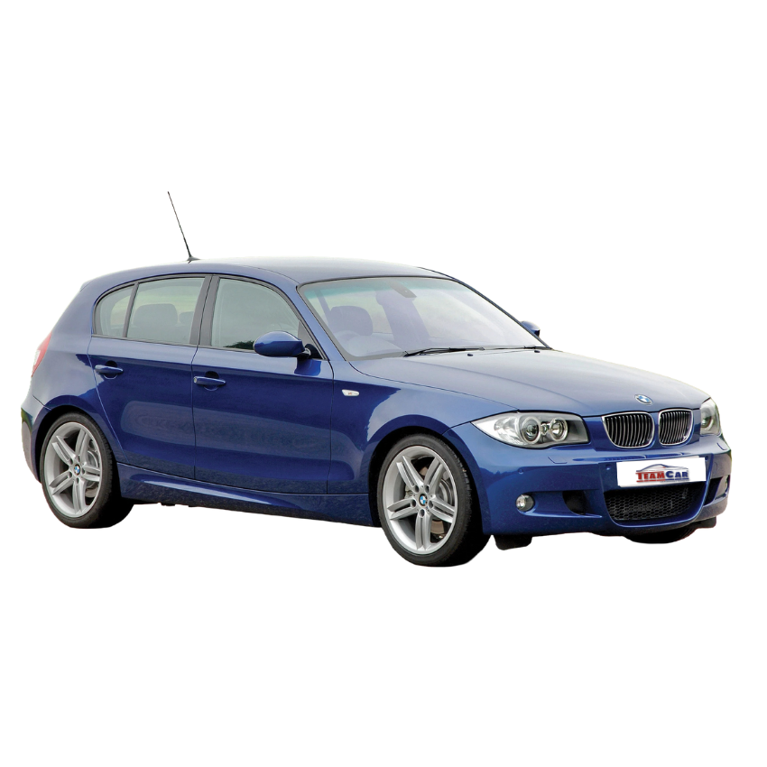 Blue BMW Seria 1 E87 (2004–2011) on a white background