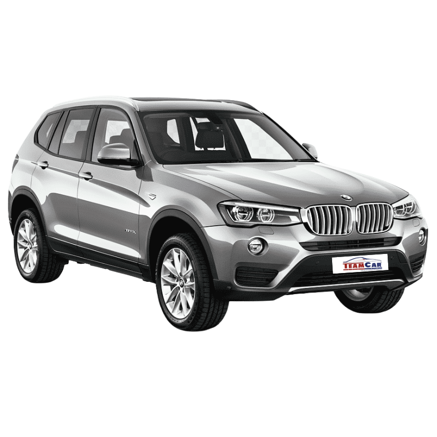 Silver BMW X3 F25 (2010–2017) SUV on a white background