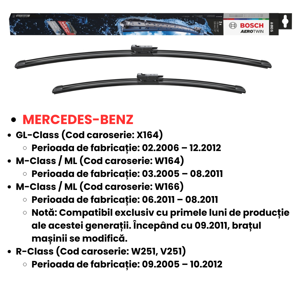 Set Bosch Aerotwin A093S 700 și 530 mm
