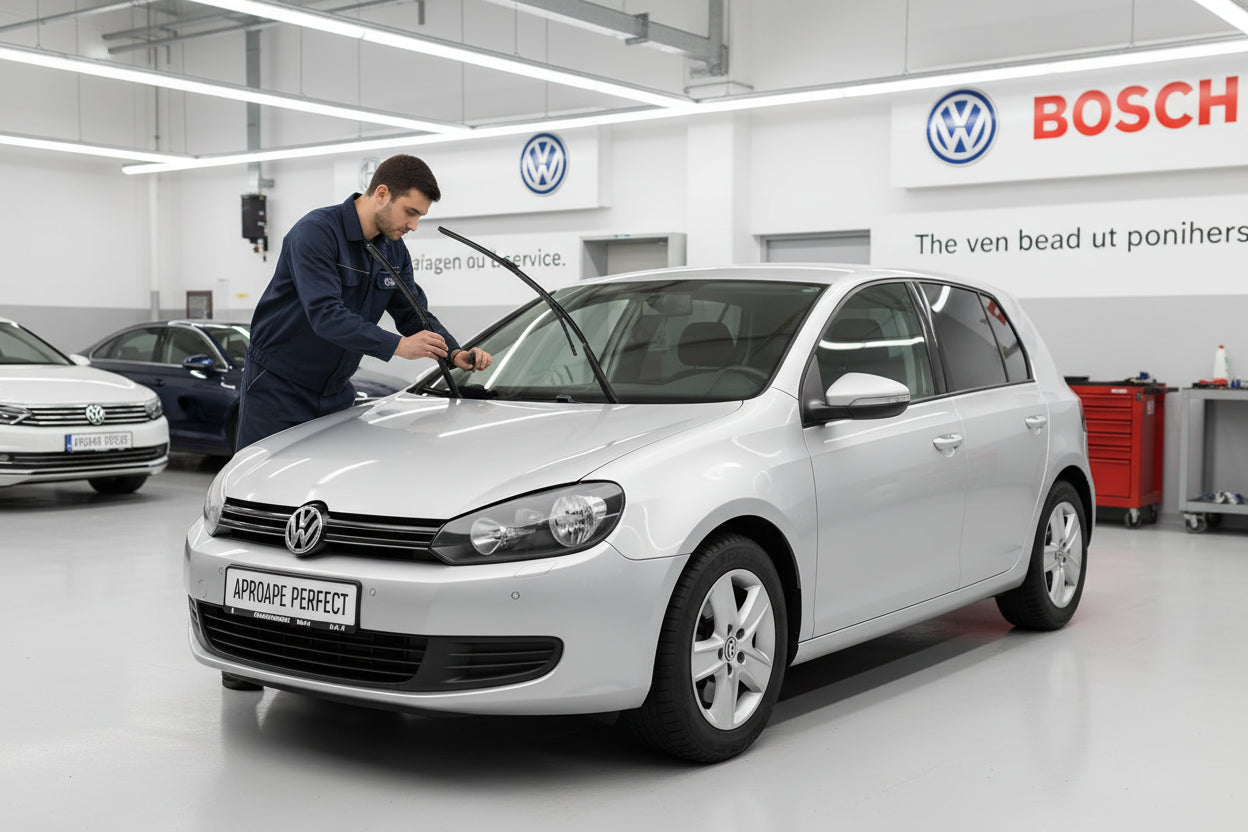 Schimbare Ștergătoare față la VW Golf VI Van (5K1) 2008-2012 cu setul Bosch Aerotwin A979S cu prindere push-button de 19mm.