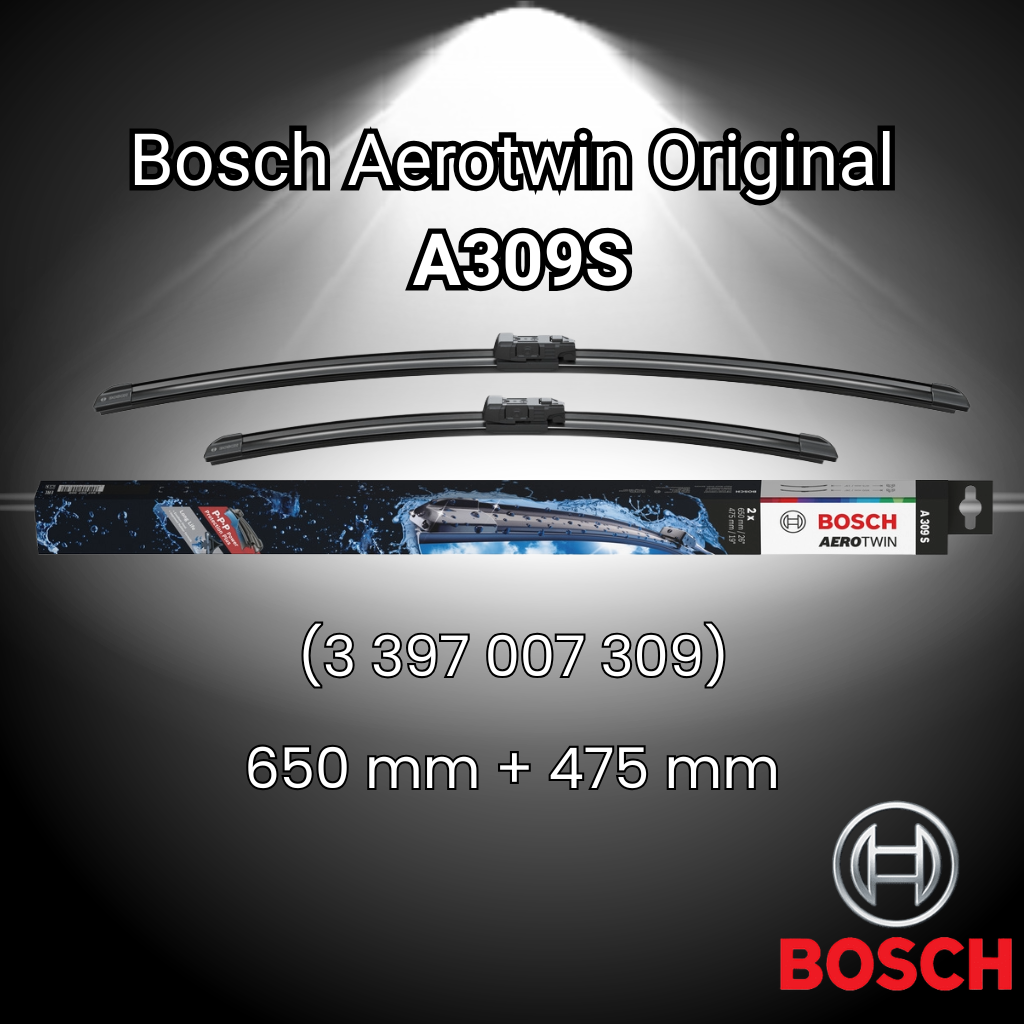 Ambalaj Bosch Aerotwin Original
 A309S cu un set de ștergătare și dimensiuni 650mm + 475mm