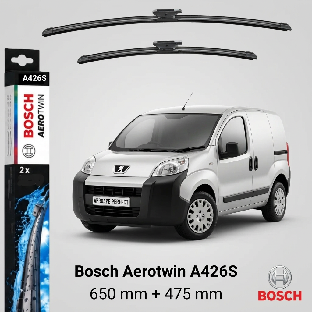 Ștergătoare Peugeot Bipper AA 02.2008–12.2018 | Bosch Aerotwin A426S 650/475 mm
