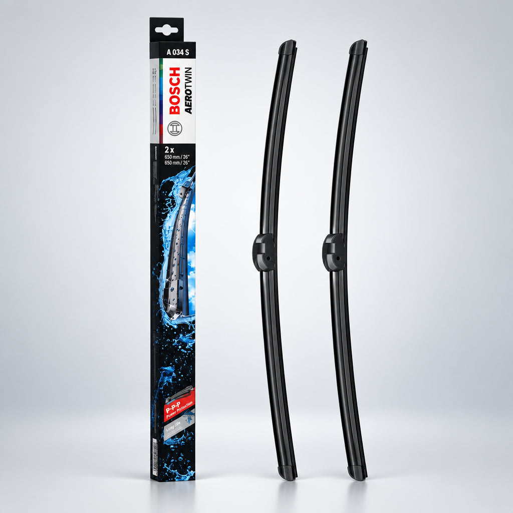 Ambalaj Bosch Aerotwin A034S alături de două ștergătoare