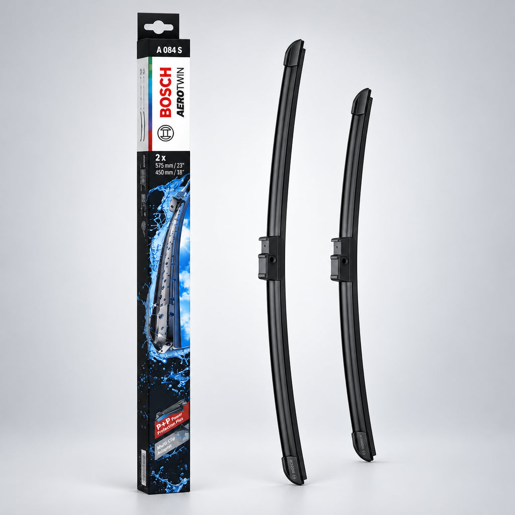 Ambalaj Bosch Aerotwin A084S alături de două ștergătoare
