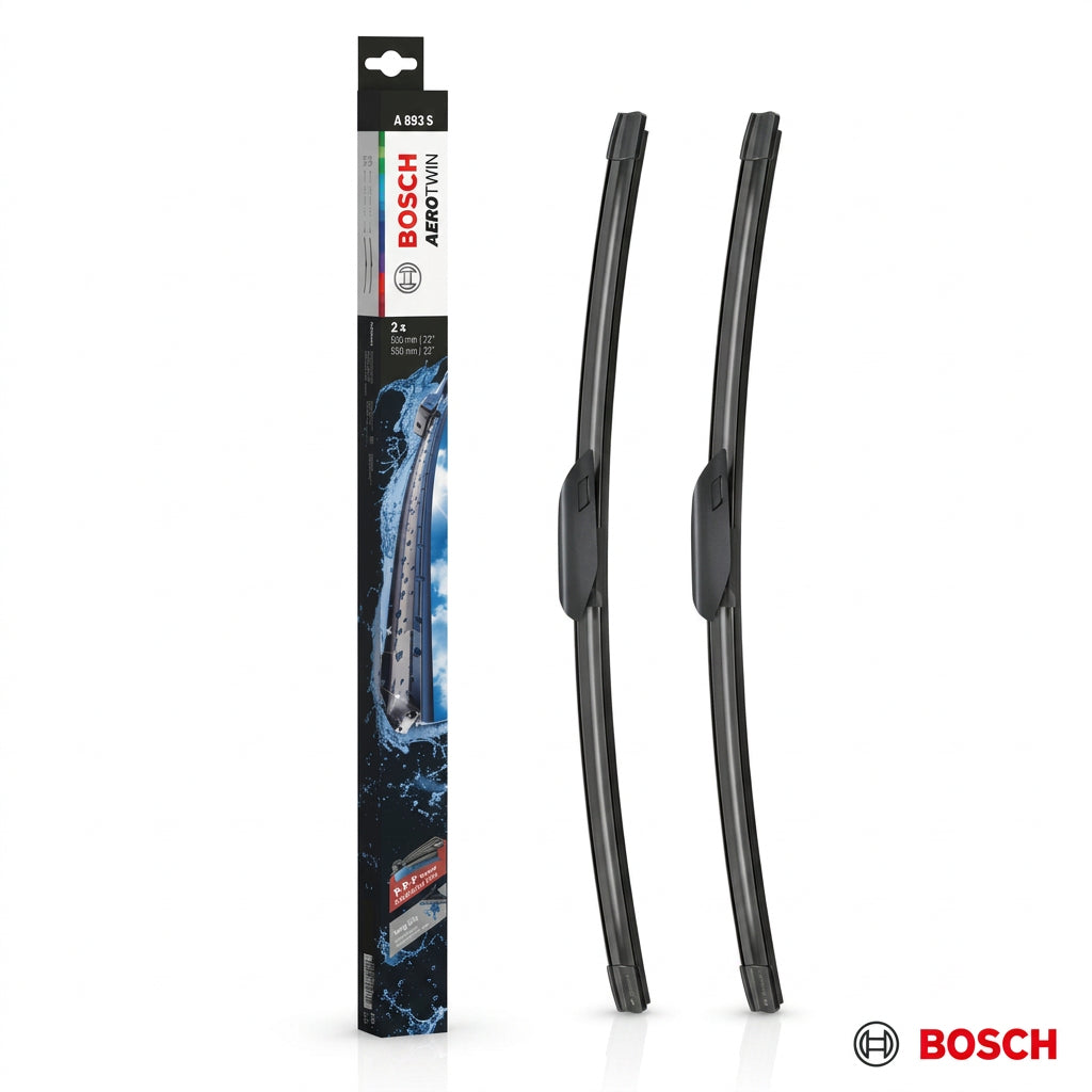 Set de două ștergătoare Bosch Aerotwin A893S, 550 + 550 mm, alături de ambalaj