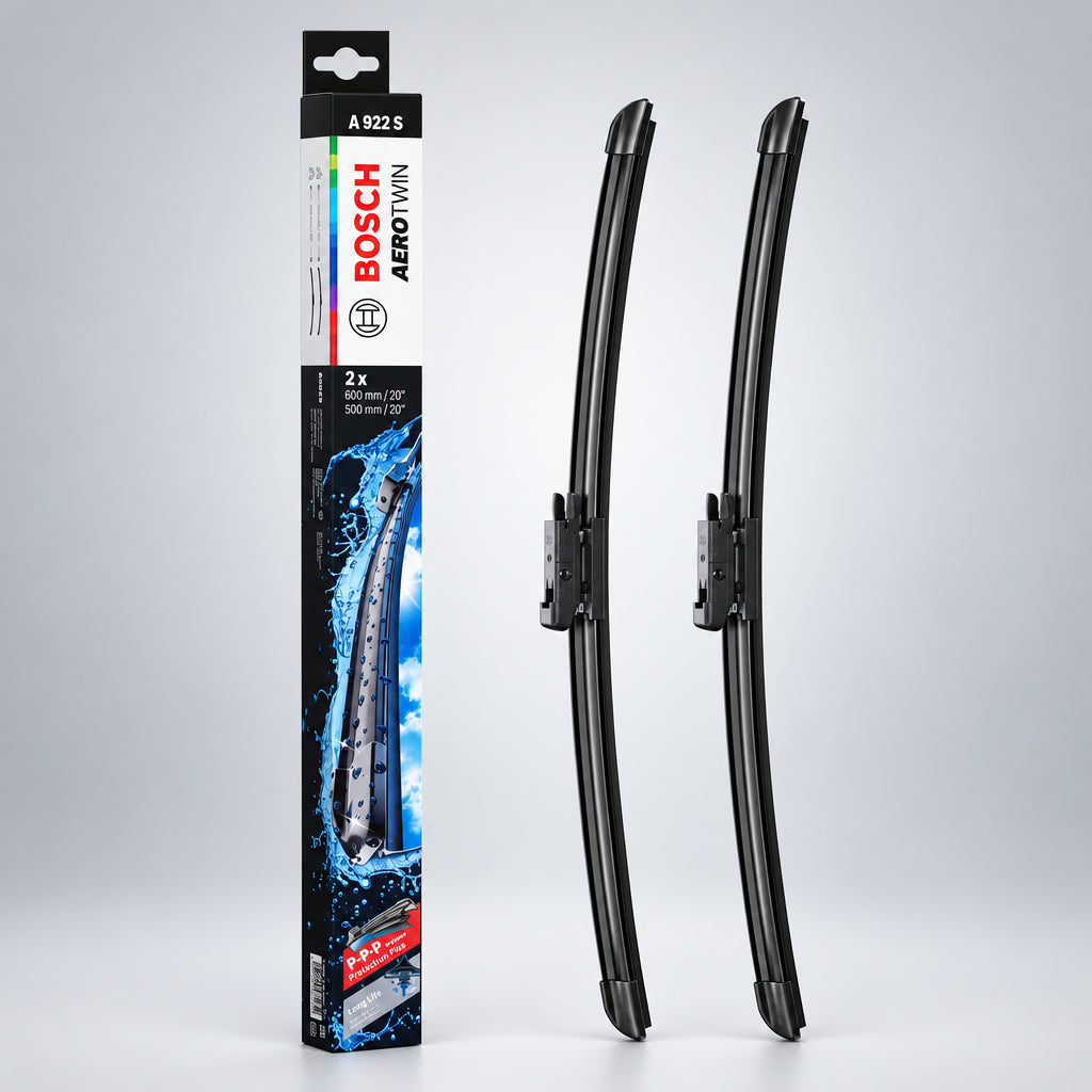 Set Bosch Aerotwin A922S cu două lame de 500 mm lângă ambalaj