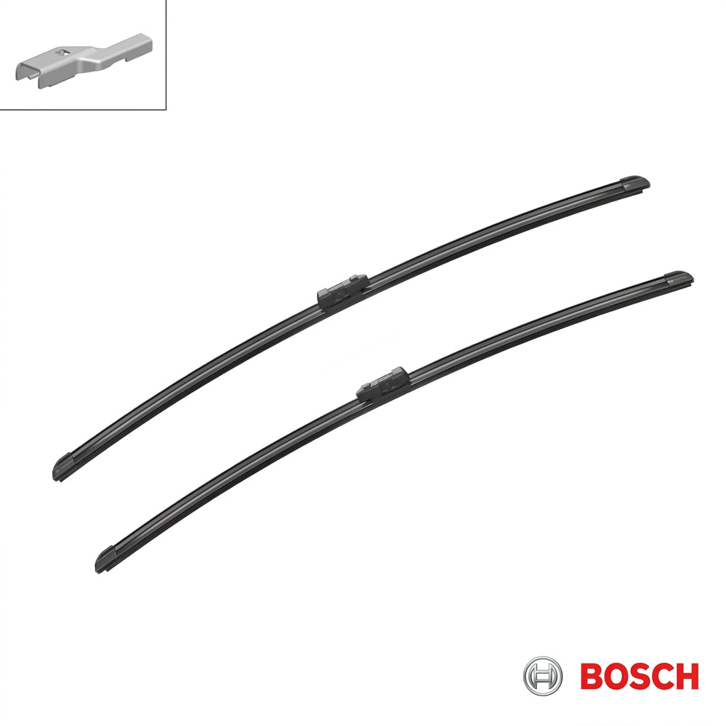 Set două lamele Bosch Aerotwin A988S și ilustrație a brațului compatibil