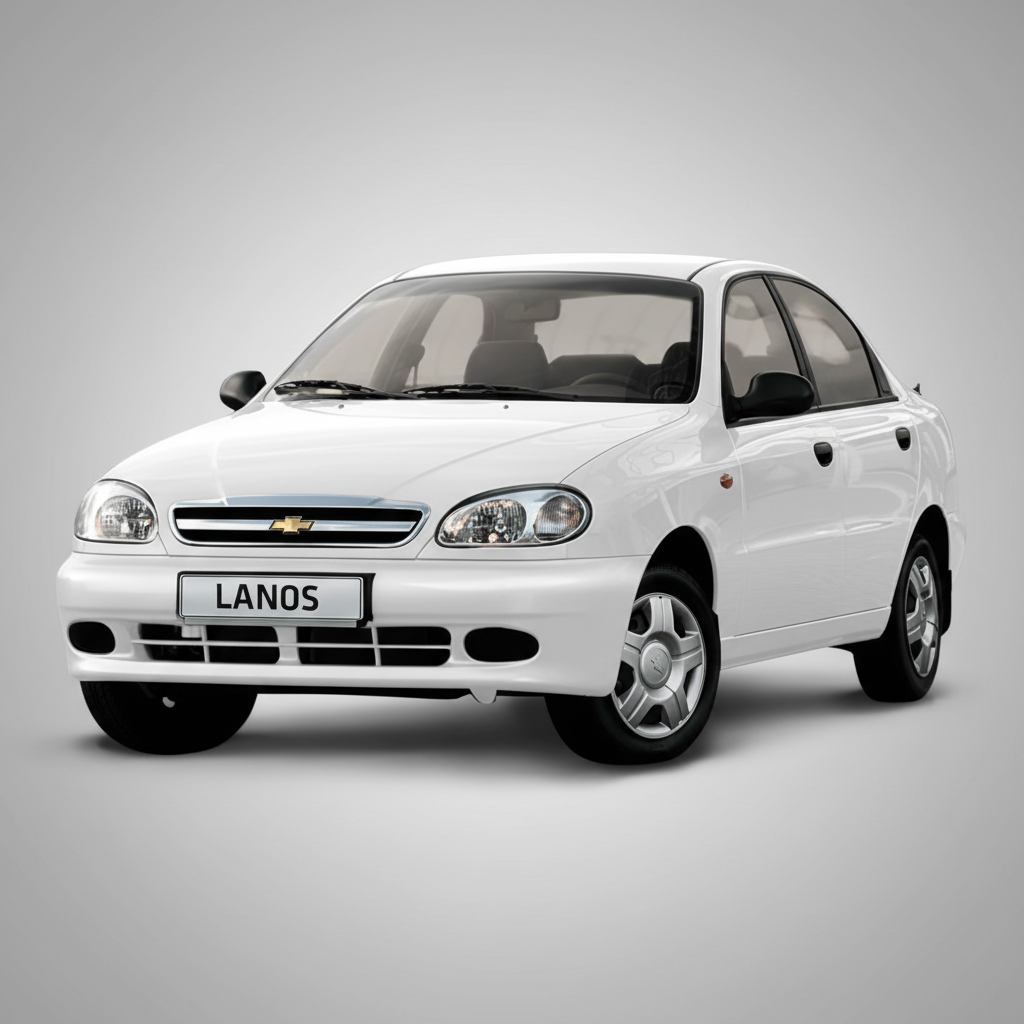 White Chevrolet Lanos car on a white background