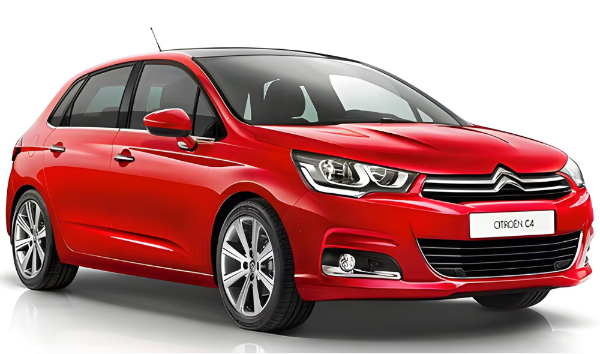 Red Citroën C4 II (2010–2018) car on a white background