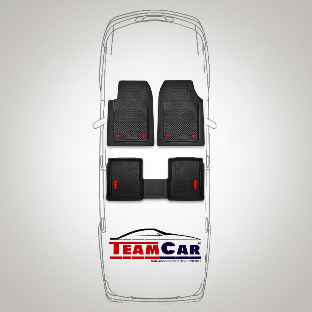 Car floor mats with Team Car logo on a gray background