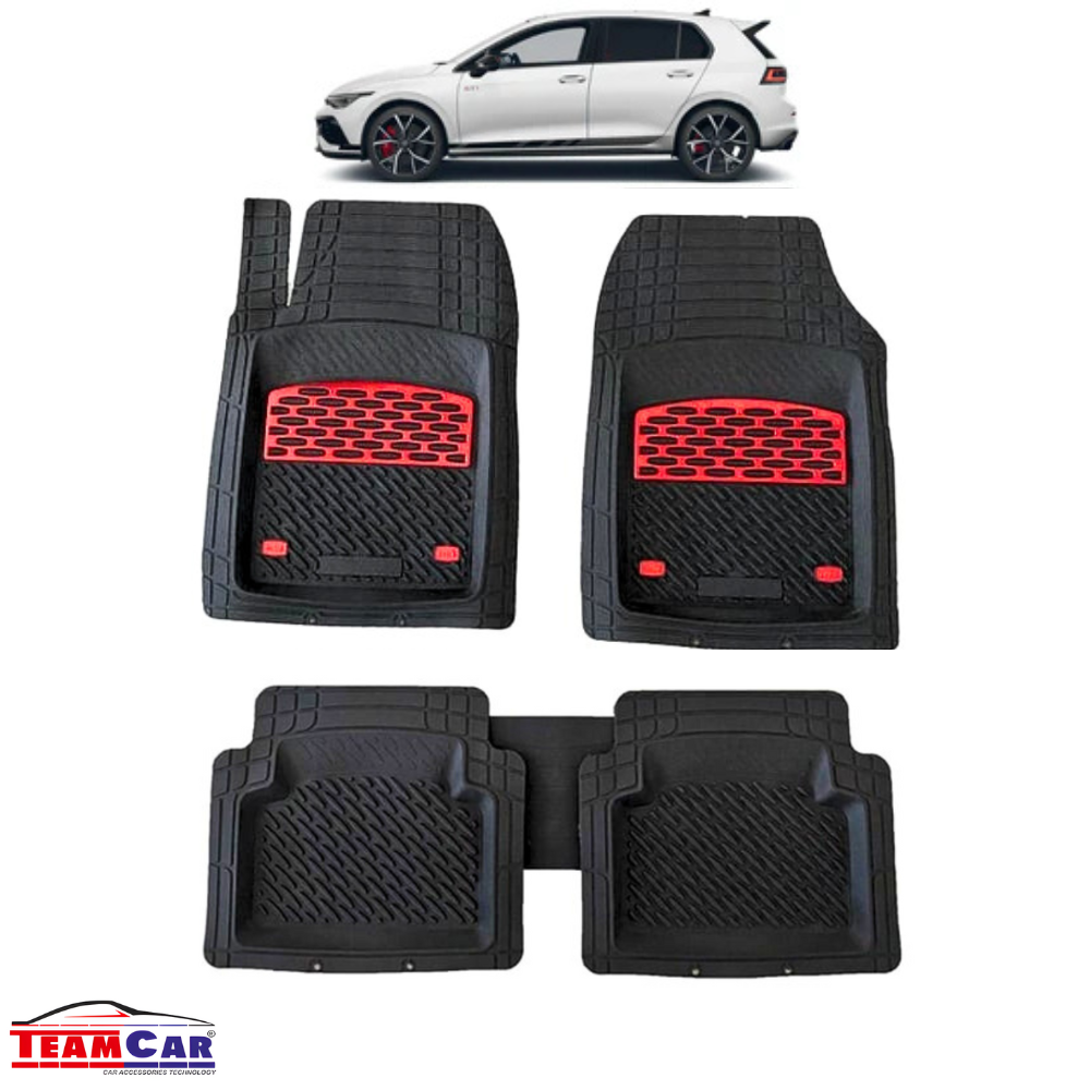 TeamCar® Car Mats Volkswagen Golf 8 Hatchback 5-door (2020–2025) Black/Red