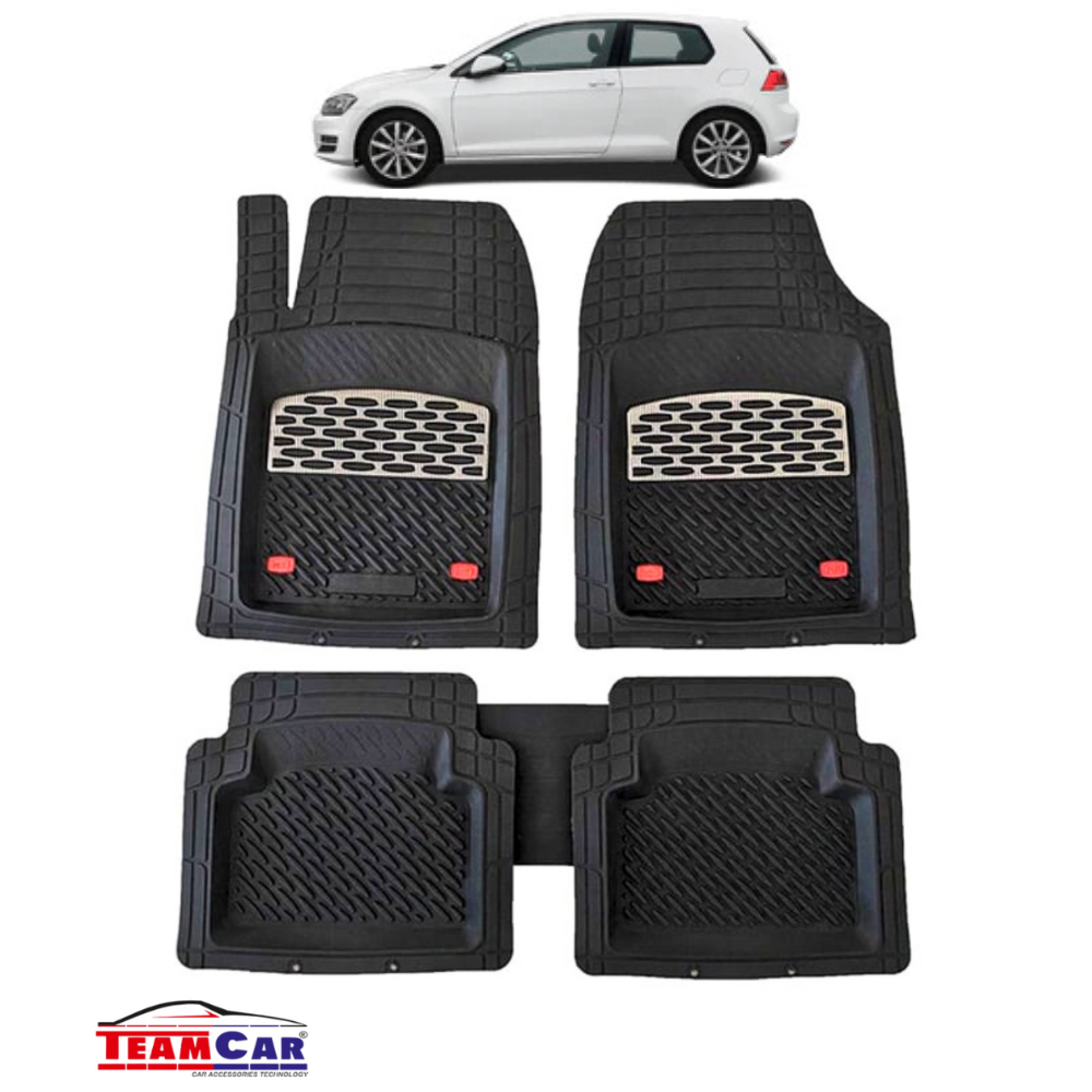 TeamCar® Car Mats Tray Type Compatible with Volkswagen Golf 7 Hatchback 3 Doors (2012–2020) Marbled Black)