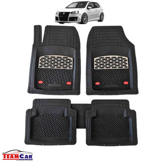 Covorase Auto Compatibile Volkswagen Golf 5 TEAMCAR® Negru Tip Tavă, Set Fata-Spate Negru marmorat