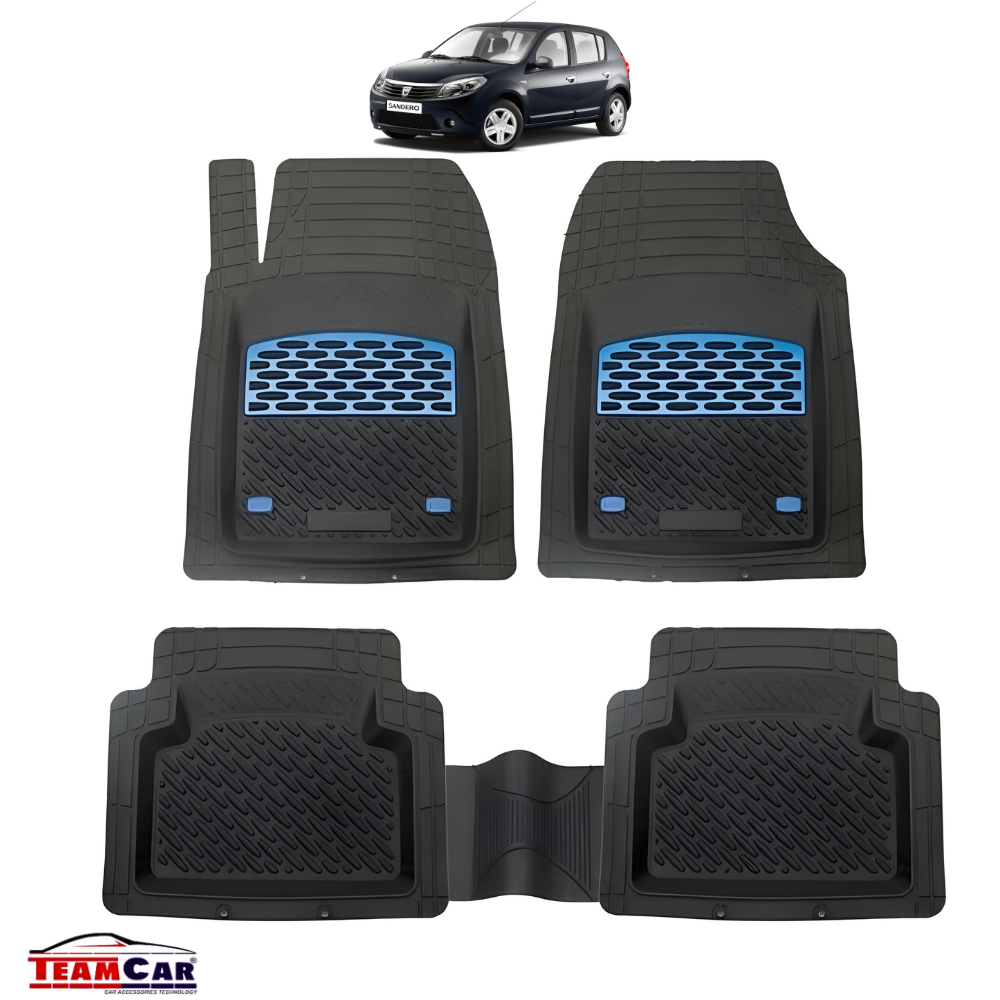 TeamCar® Fußmatten mit Wannenform, passend für Dacia Sandero I (2008–2012) – Blau