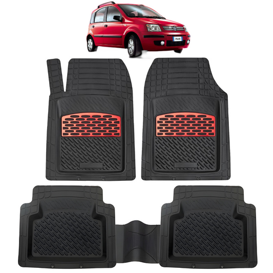 covorase Fiat Panda II (2003–2012) negru cu insertii rosii