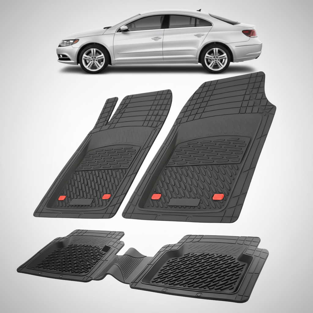 Tray Type Mats Compatible with Volkswagen CC 2001-2016, Black