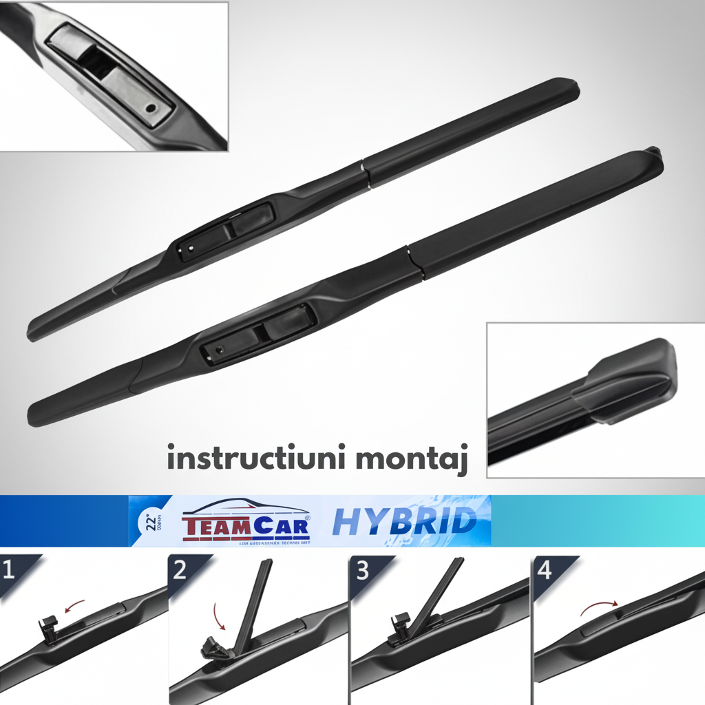 ștergătr hibrid cu instrucțiuni detaliate de montaj