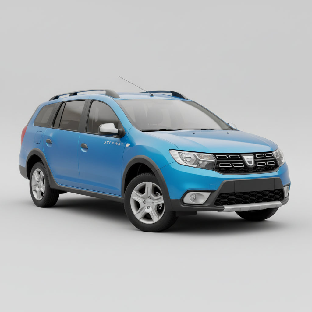 Blue SUV on a gray background