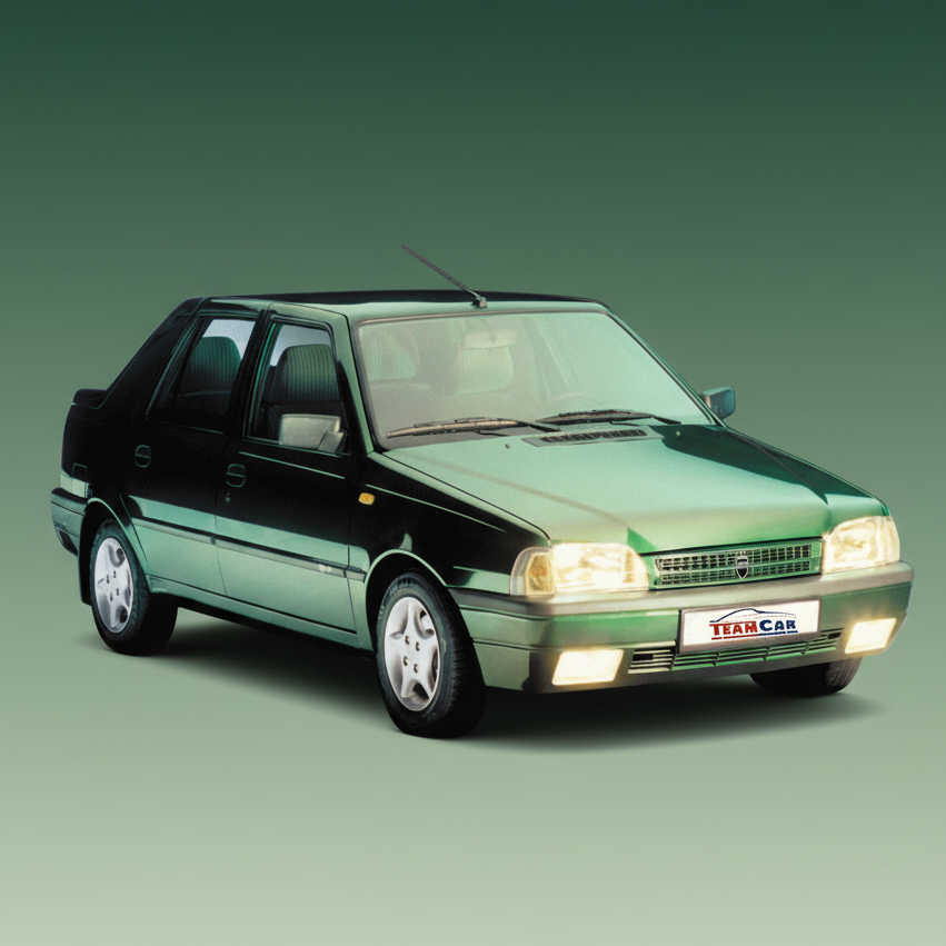 Green and black car on a green background