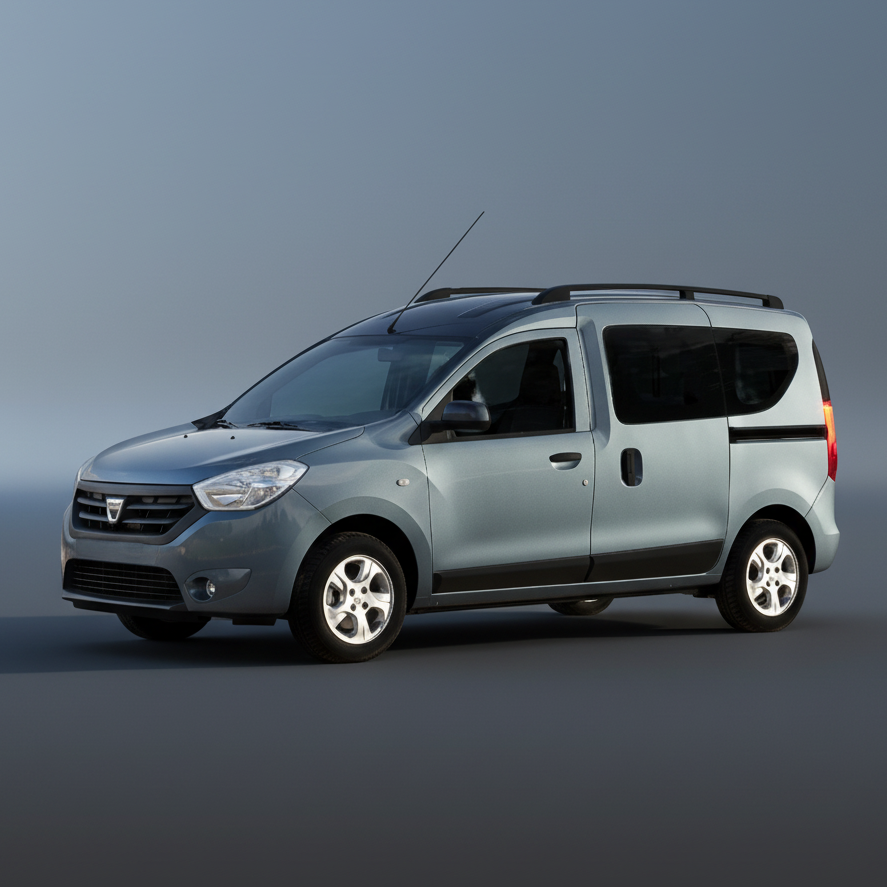 Gray compact van on a white background
