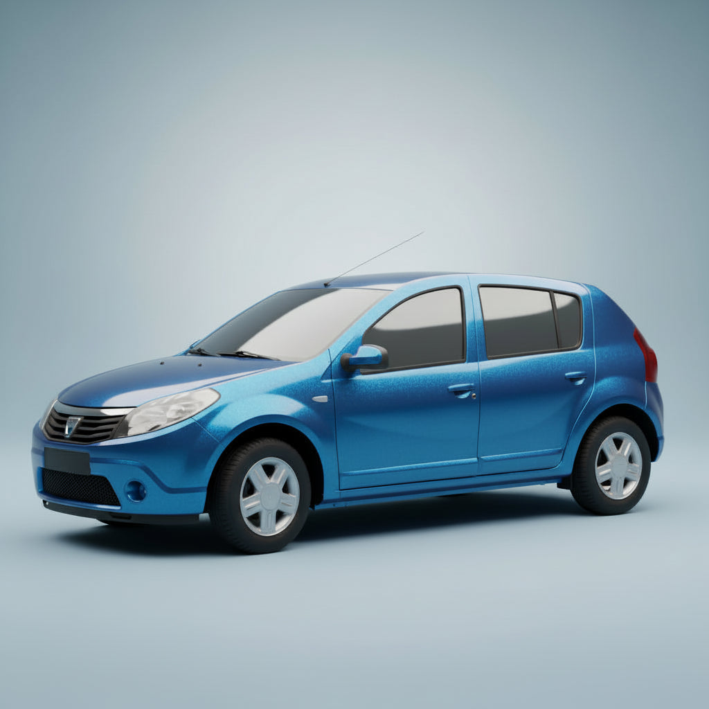 Blue car on a light gray background