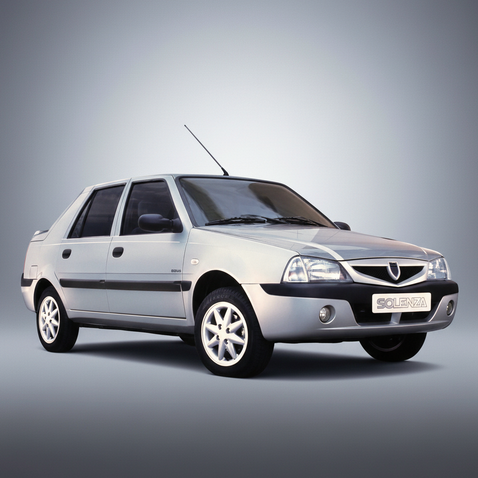 Silver car with 'Soleeno' branding on a white background