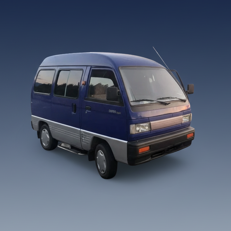 Blue van on a white background