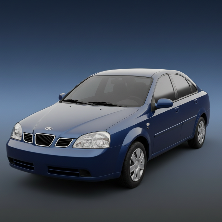 Blue sedan car on a gradient blue background