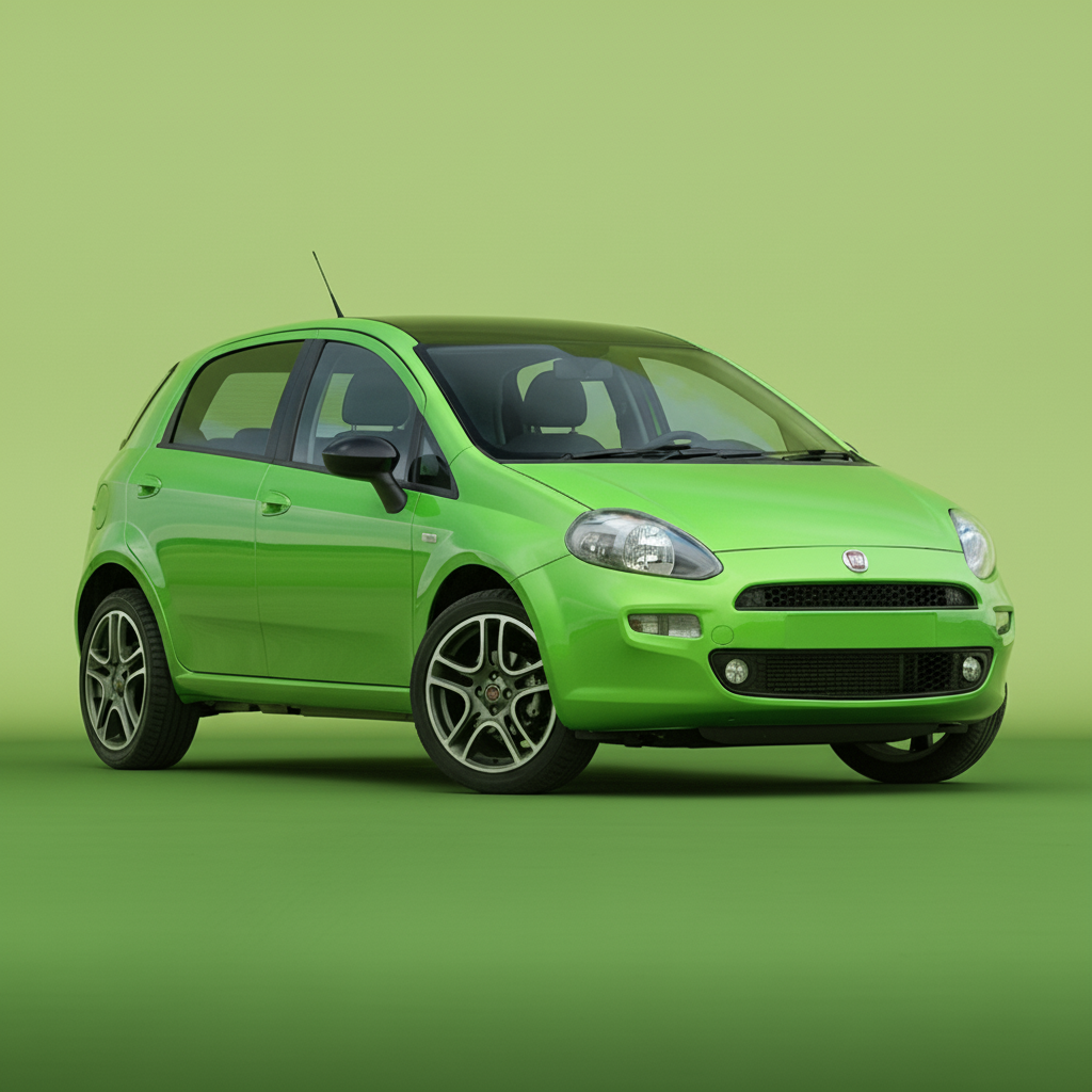 Green car on a white background