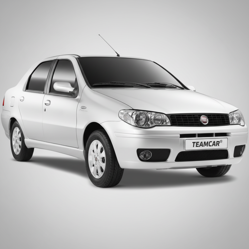 Fiat Albea Facelift Sedan alb pe fundal gri.