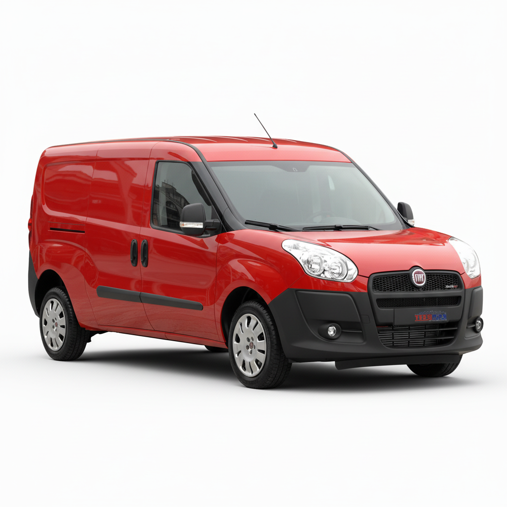 Red Fiat Doblo II 2010-2020 van on a white background
