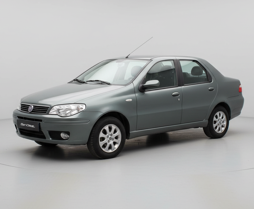 Gray Fiat Albea SEDAN 2002-2012 on a white background
