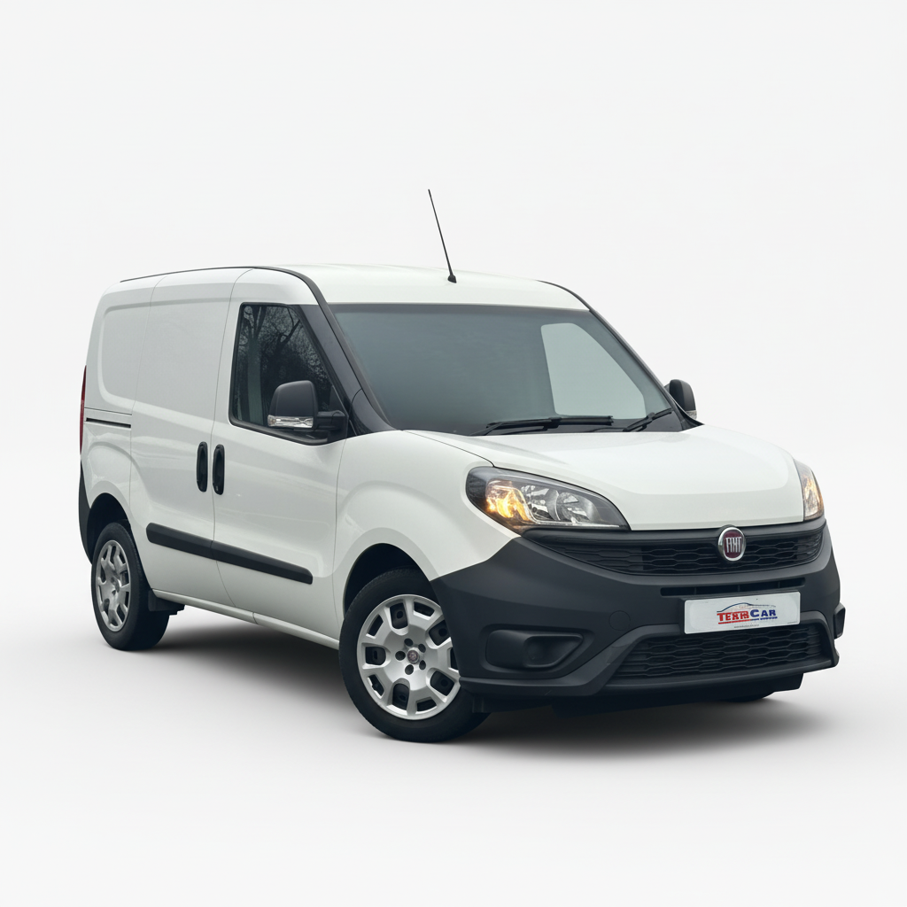 White Fiat Doblo II 263 Cargo (2015-2020) with a visible brand logo on a white background