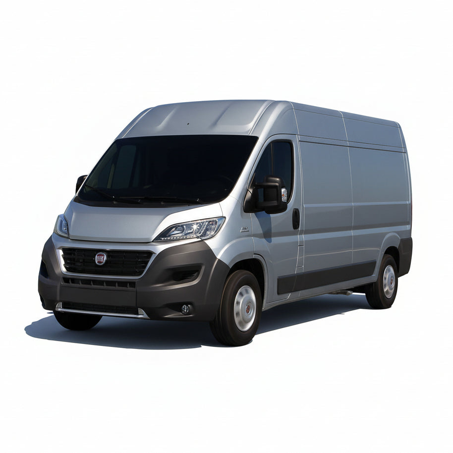 Gray van on a white background