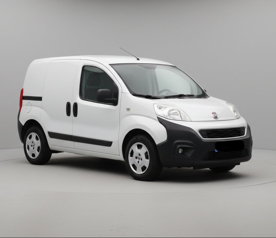 White Fiat Fiorino (225) VAN 2008-2019 with black accents on a gray background