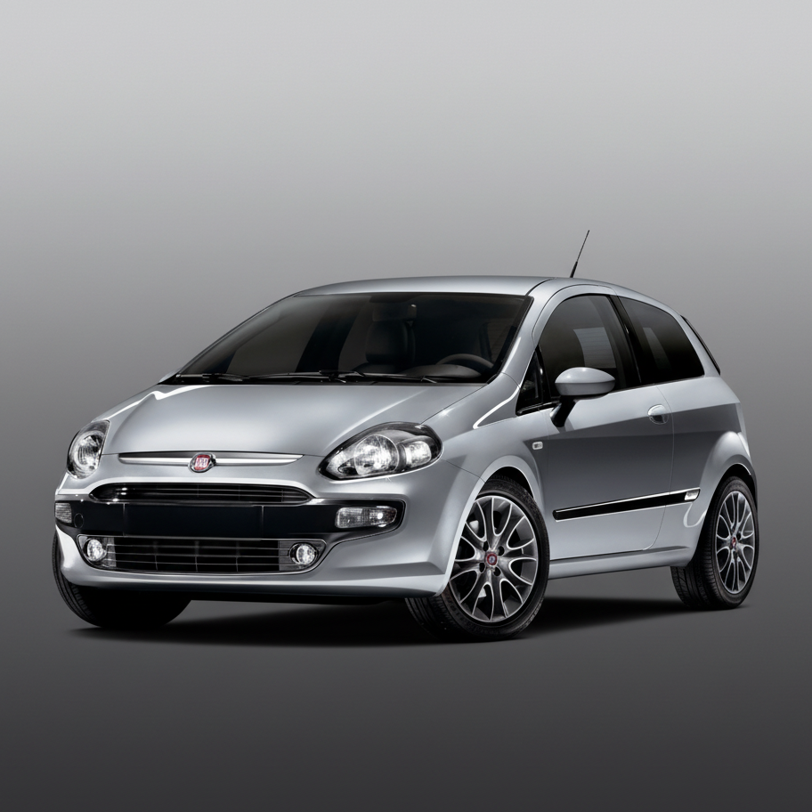 Silver Fiat Punto (199) HATCHBACK 2018 on a white background