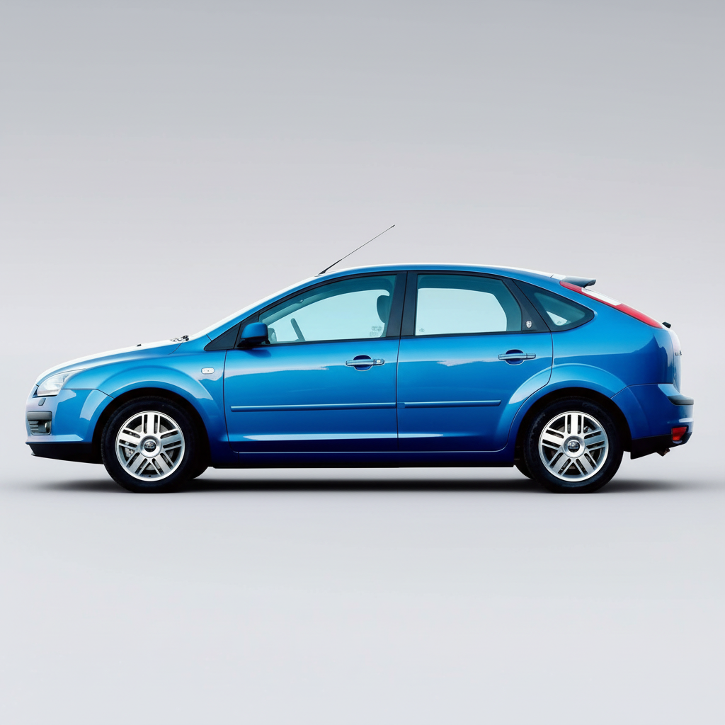 Blue Ford Focus II 2004–2008 5 usi on a white background