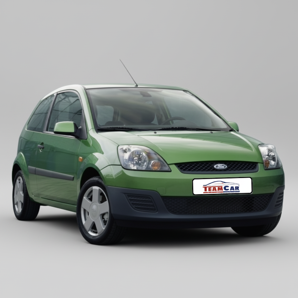 Green Ford Fiesta V Hatchback FL 3 uși (2005–2008) with a visible brand logo on a white background