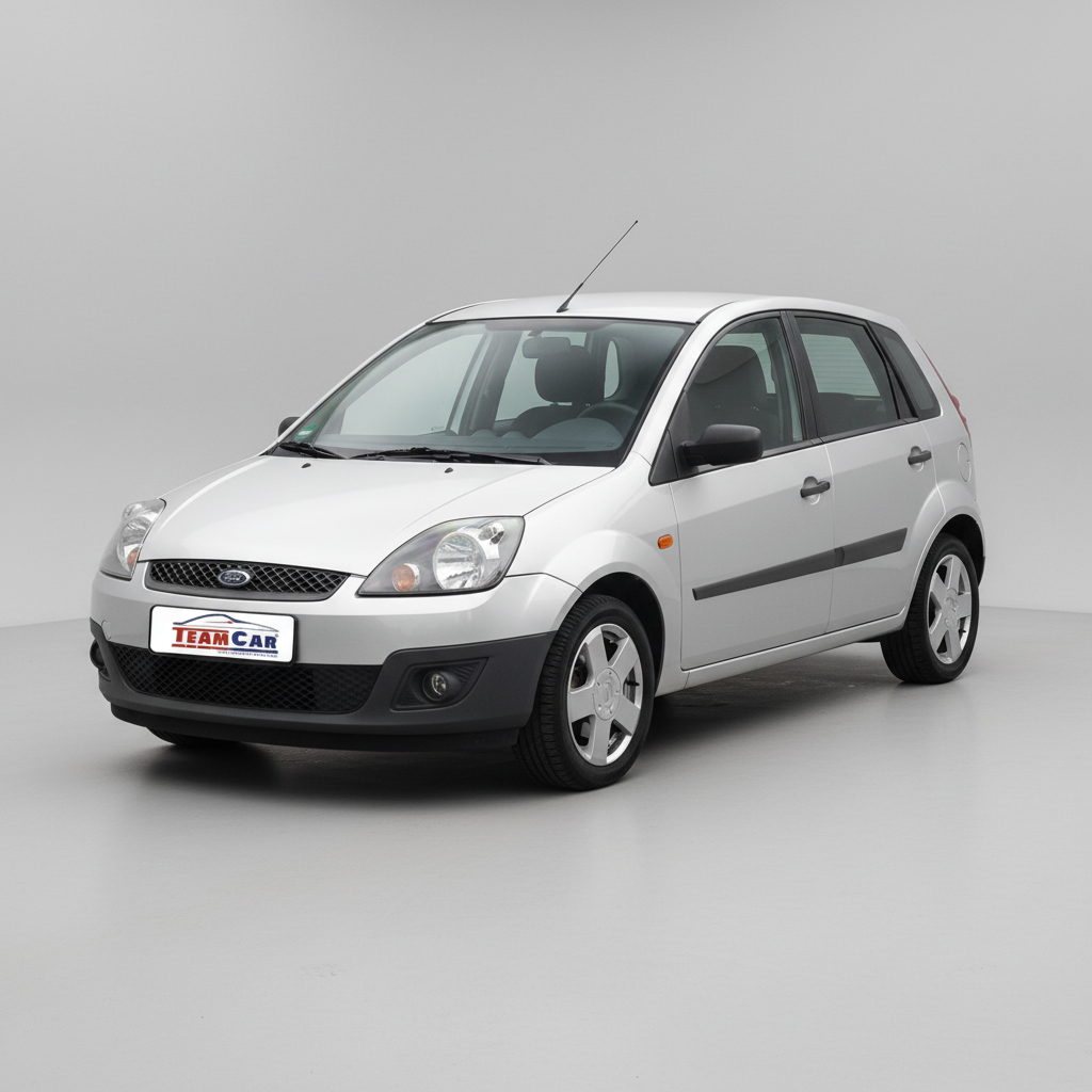 Silver Ford Fiesta V Hatchback FL 5 uși (2005–2008) with a visible brand logo on a white background